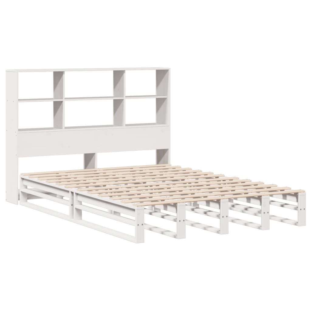 Bed met boekenkast zonder matras massief hout wit 160x200 cm is nu te koop bij PeponiXL, paradijselijk wonen!