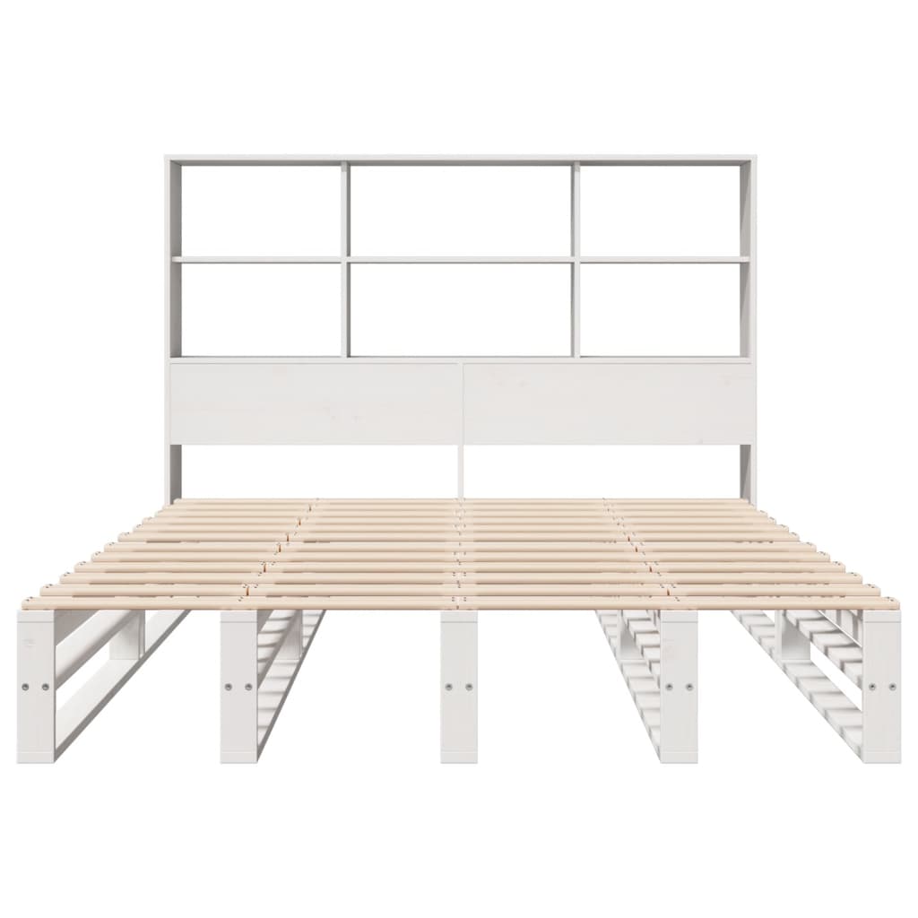 Bed met boekenkast zonder matras massief hout wit 160x200 cm is nu te koop bij PeponiXL, paradijselijk wonen!