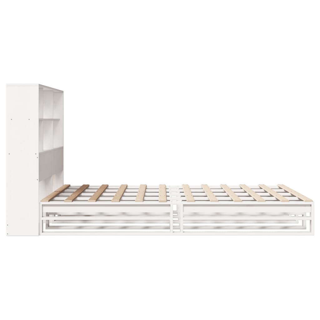 Bed met boekenkast zonder matras massief hout wit 160x200 cm is nu te koop bij PeponiXL, paradijselijk wonen!