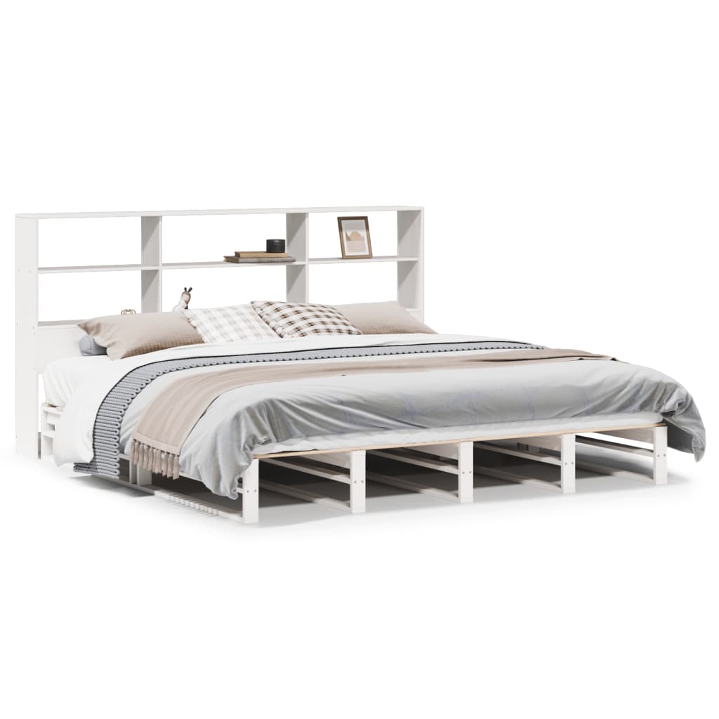 Bed met boekenkast zonder matras massief hout wit 180x200 cm is nu te koop bij PeponiXL, paradijselijk wonen!