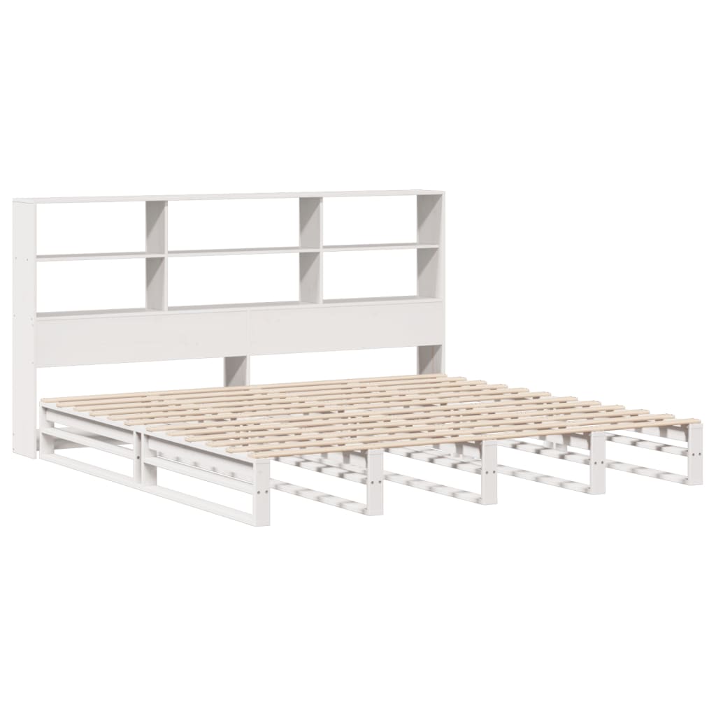 Bed met boekenkast zonder matras massief hout wit 180x200 cm is nu te koop bij PeponiXL, paradijselijk wonen!