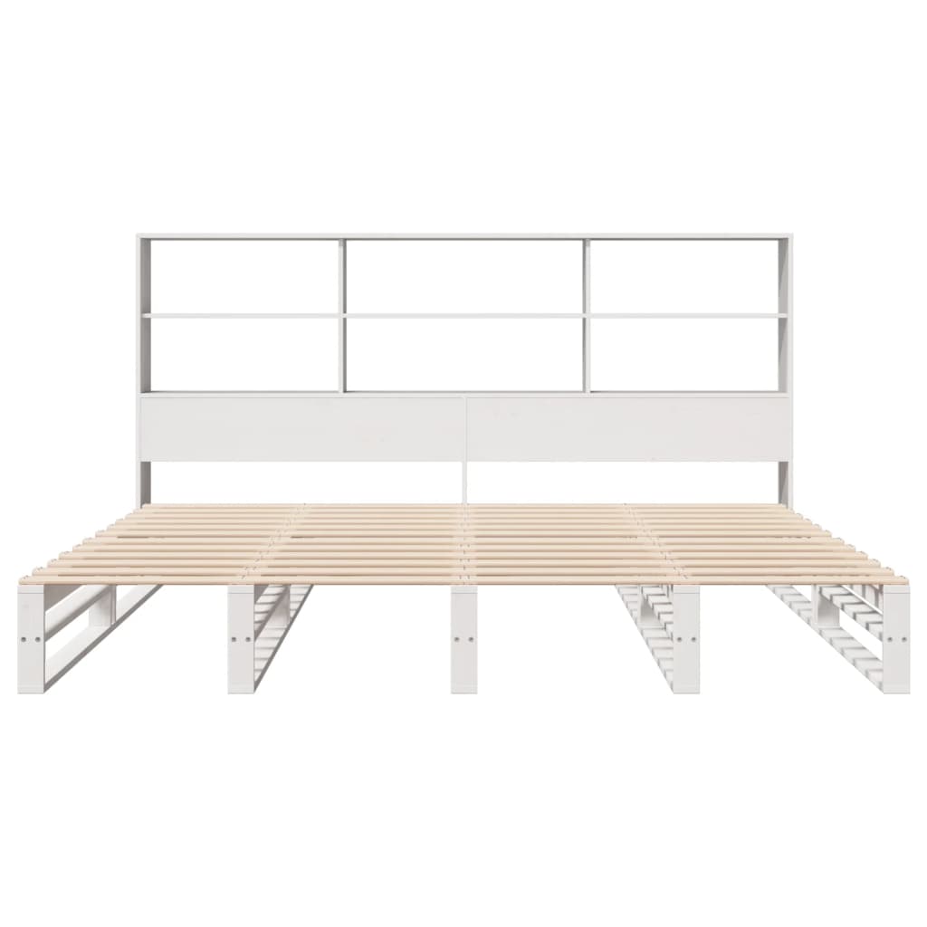 Bed met boekenkast zonder matras massief hout wit 180x200 cm is nu te koop bij PeponiXL, paradijselijk wonen!