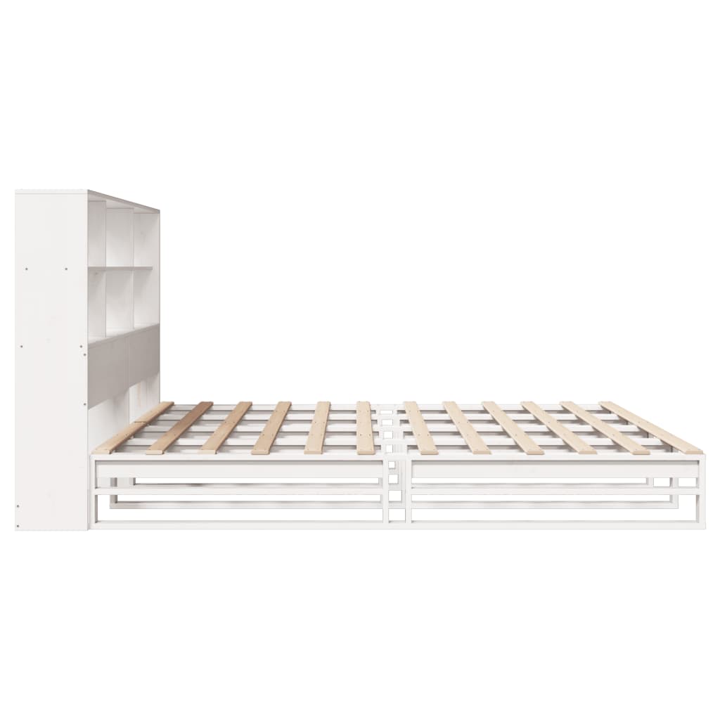 Bed met boekenkast zonder matras massief hout wit 180x200 cm is nu te koop bij PeponiXL, paradijselijk wonen!