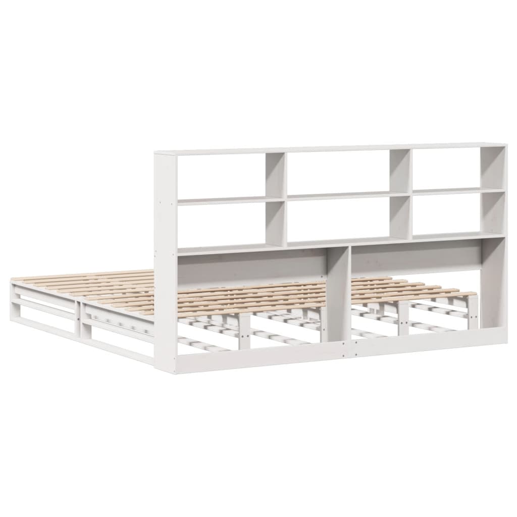 Bed met boekenkast zonder matras massief hout wit 180x200 cm is nu te koop bij PeponiXL, paradijselijk wonen!