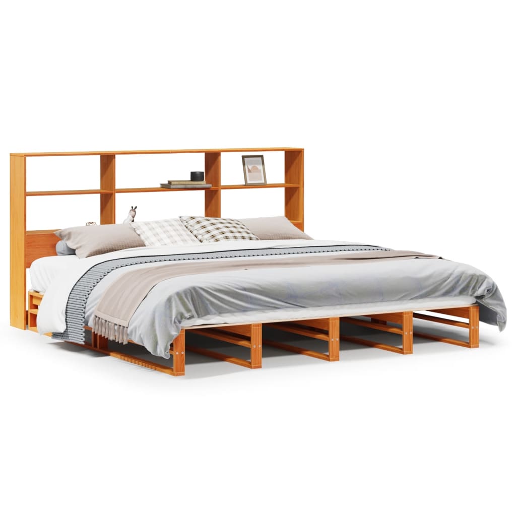 Bed met boekenkast zonder matras hout wasbruin 180x200 cm is nu te koop bij PeponiXL, paradijselijk wonen!