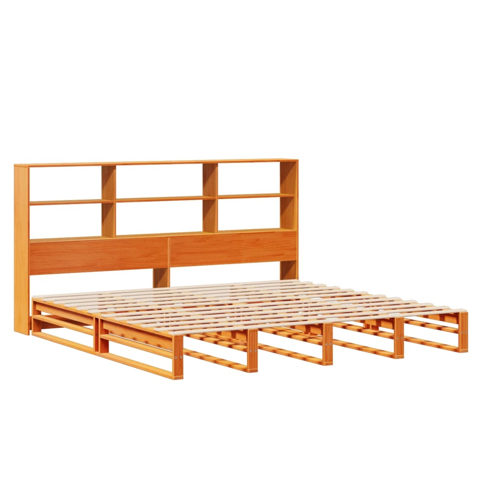 Bed met boekenkast zonder matras hout wasbruin 180x200 cm is nu te koop bij PeponiXL, paradijselijk wonen!