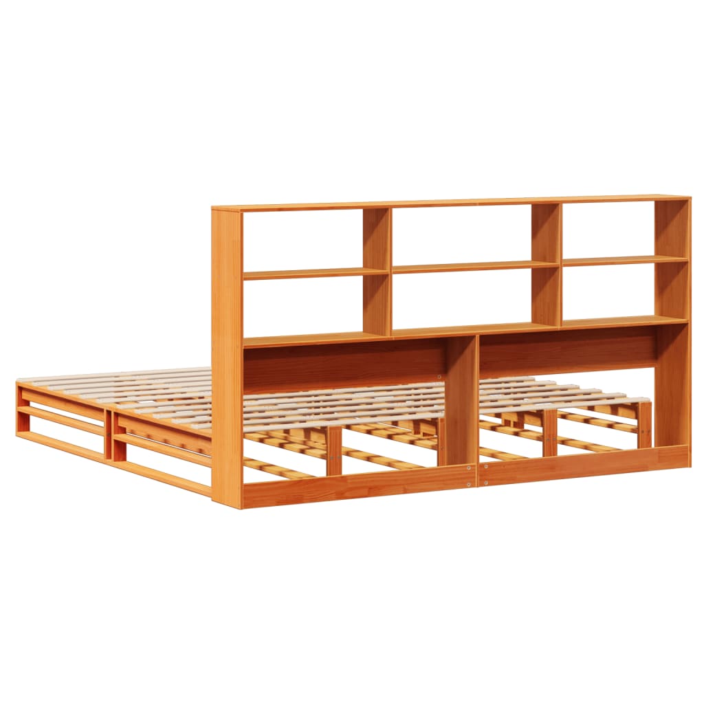 Bed met boekenkast zonder matras hout wasbruin 180x200 cm is nu te koop bij PeponiXL, paradijselijk wonen!
