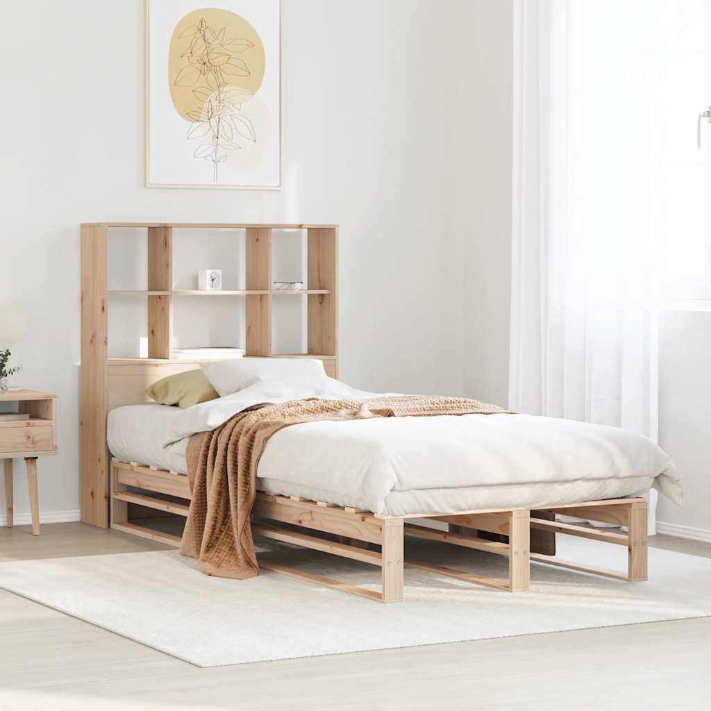 Bed met boekenkast zonder matras massief hout 90x190 cm is nu te koop bij PeponiXL, paradijselijk wonen!