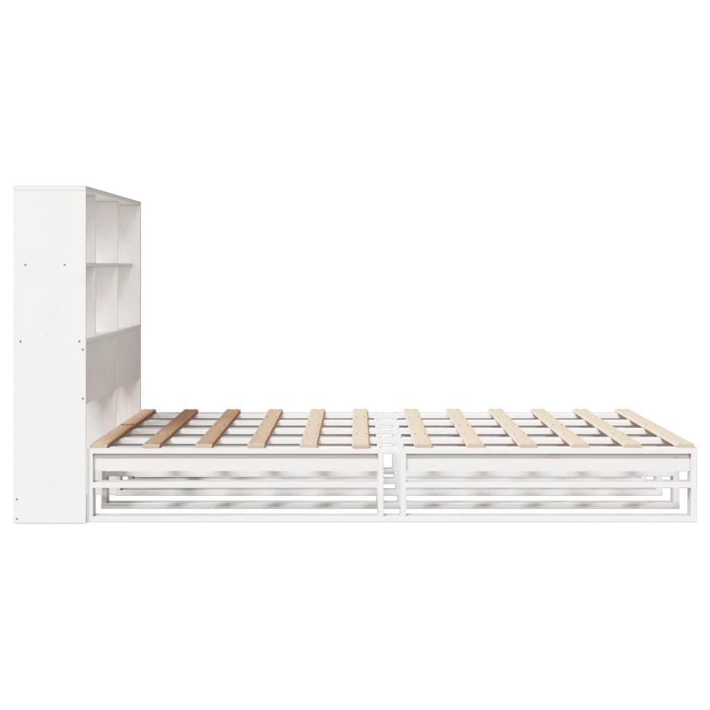 Bed met boekenkast zonder matras massief hout wit 120x190 cm is nu te koop bij PeponiXL, paradijselijk wonen!