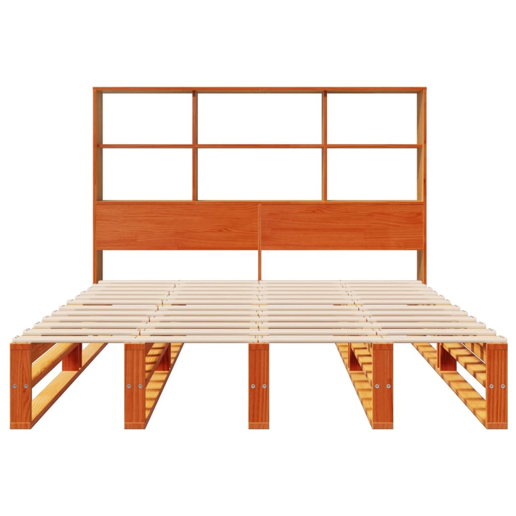 Bed met boekenkast zonder matras hout wasbruin 135x190 cm is nu te koop bij PeponiXL, paradijselijk wonen!
