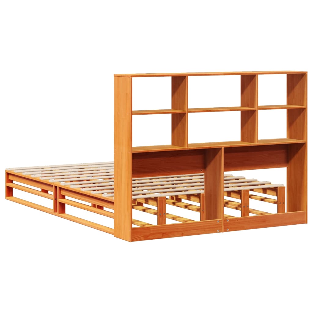 Bed met boekenkast zonder matras hout wasbruin 135x190 cm is nu te koop bij PeponiXL, paradijselijk wonen!
