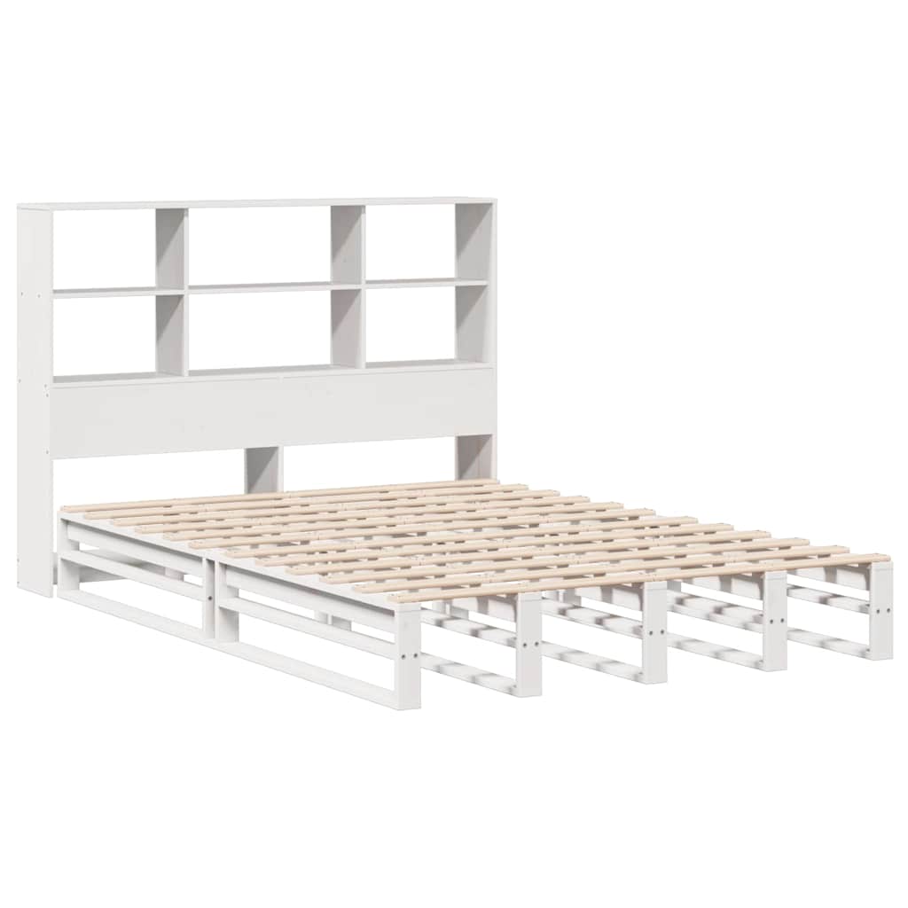 Bed met boekenkast zonder matras massief hout wit 140x190 cm is nu te koop bij PeponiXL, paradijselijk wonen!
