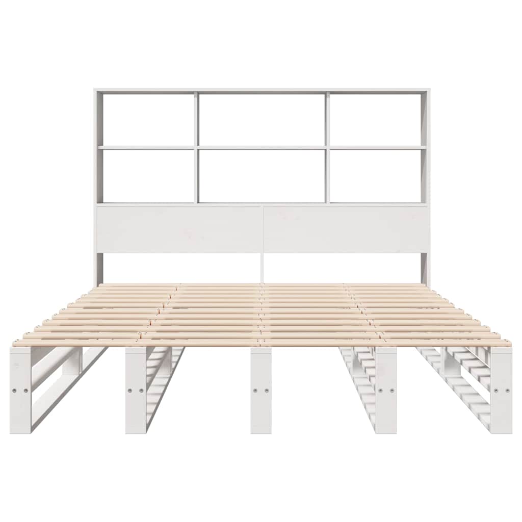 Bed met boekenkast zonder matras massief hout wit 140x190 cm is nu te koop bij PeponiXL, paradijselijk wonen!