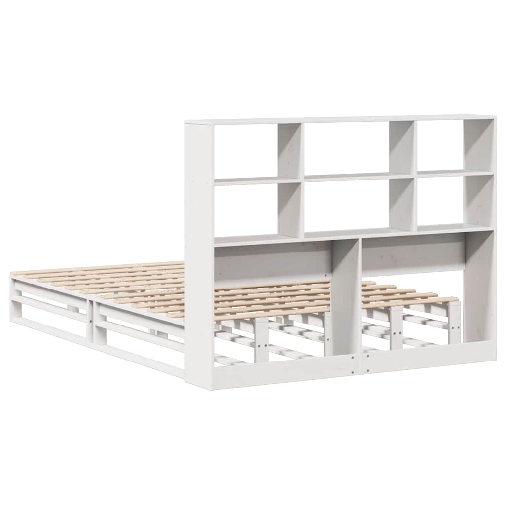 Bed met boekenkast zonder matras massief hout wit 140x190 cm is nu te koop bij PeponiXL, paradijselijk wonen!