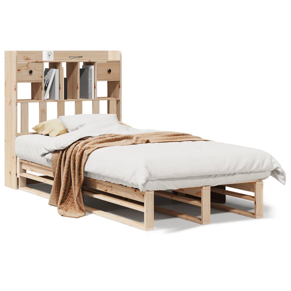 Bed met boekenkast zonder matras massief grenenhout 90x200 cm is nu te koop bij PeponiXL, paradijselijk wonen!
