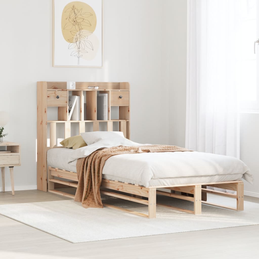 Bed met boekenkast zonder matras massief grenenhout 90x200 cm is nu te koop bij PeponiXL, paradijselijk wonen!