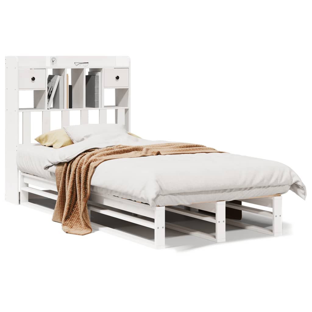 Bed met boekenkast zonder matras grenenhout wit 90x200 cm is nu te koop bij PeponiXL, paradijselijk wonen!