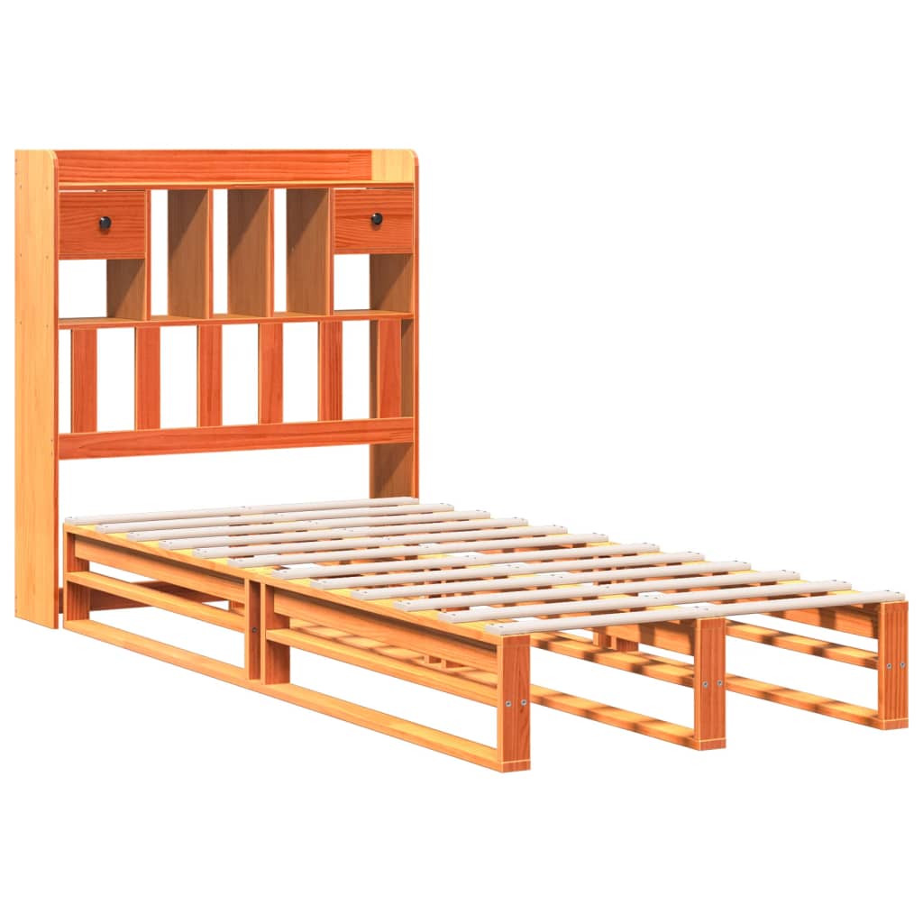 Bed met boekenkast zonder matras grenenhout wasbruin 100x200 cm is nu te koop bij PeponiXL, paradijselijk wonen!