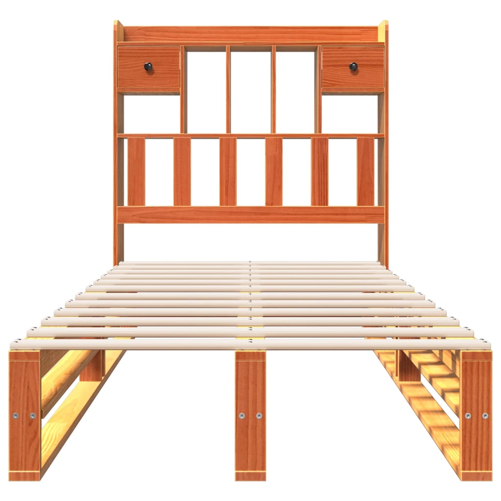 Bed met boekenkast zonder matras grenenhout wasbruin 100x200 cm is nu te koop bij PeponiXL, paradijselijk wonen!