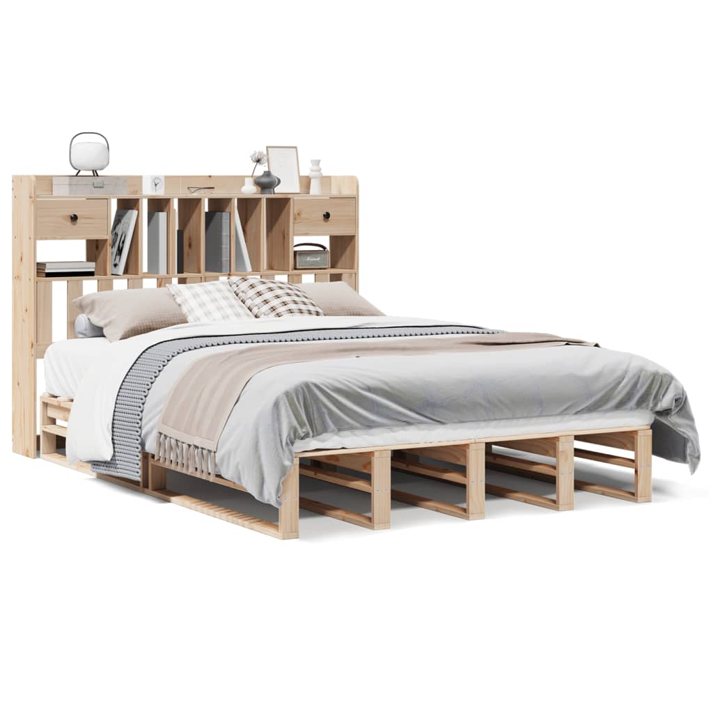 Bed met boekenkast zonder matras massief grenenhout 140x200 cm is nu te koop bij PeponiXL, paradijselijk wonen!