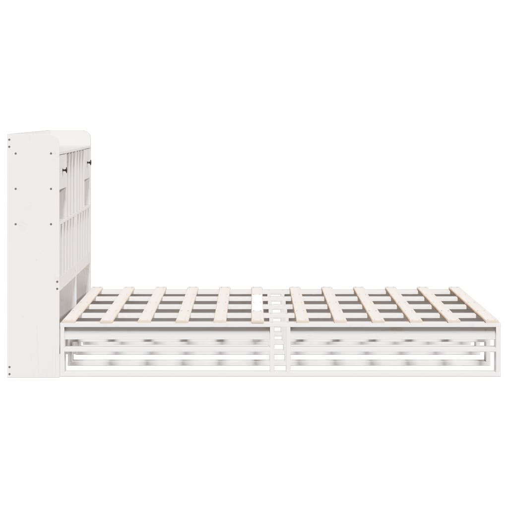 Bed met boekenkast zonder matras grenenhout wit 140x200 cm is nu te koop bij PeponiXL, paradijselijk wonen!