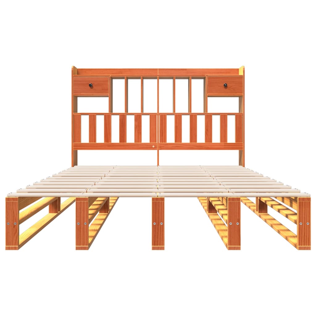 Bed met boekenkast zonder matras grenenhout wasbruin 140x200 cm is nu te koop bij PeponiXL, paradijselijk wonen!