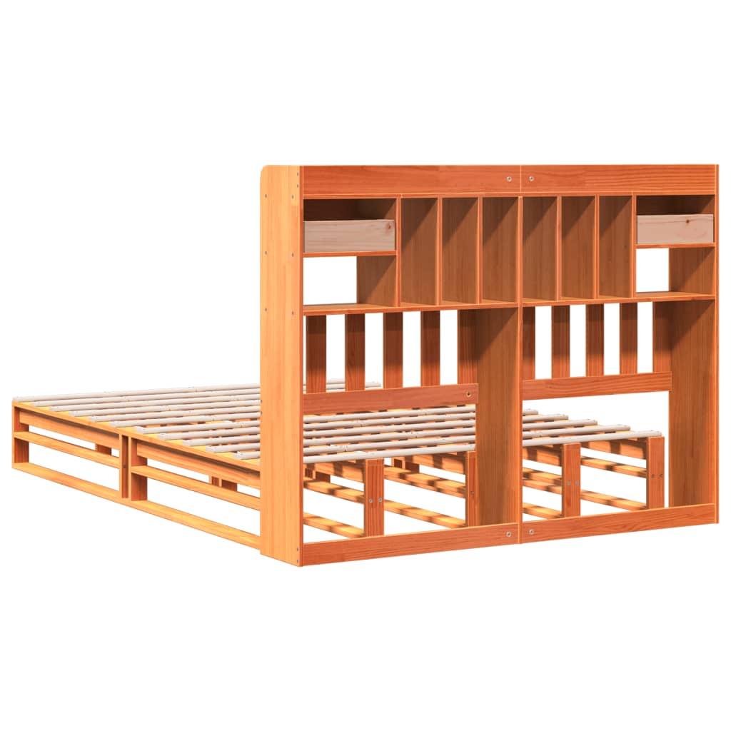 Bed met boekenkast zonder matras grenenhout wasbruin 140x200 cm is nu te koop bij PeponiXL, paradijselijk wonen!