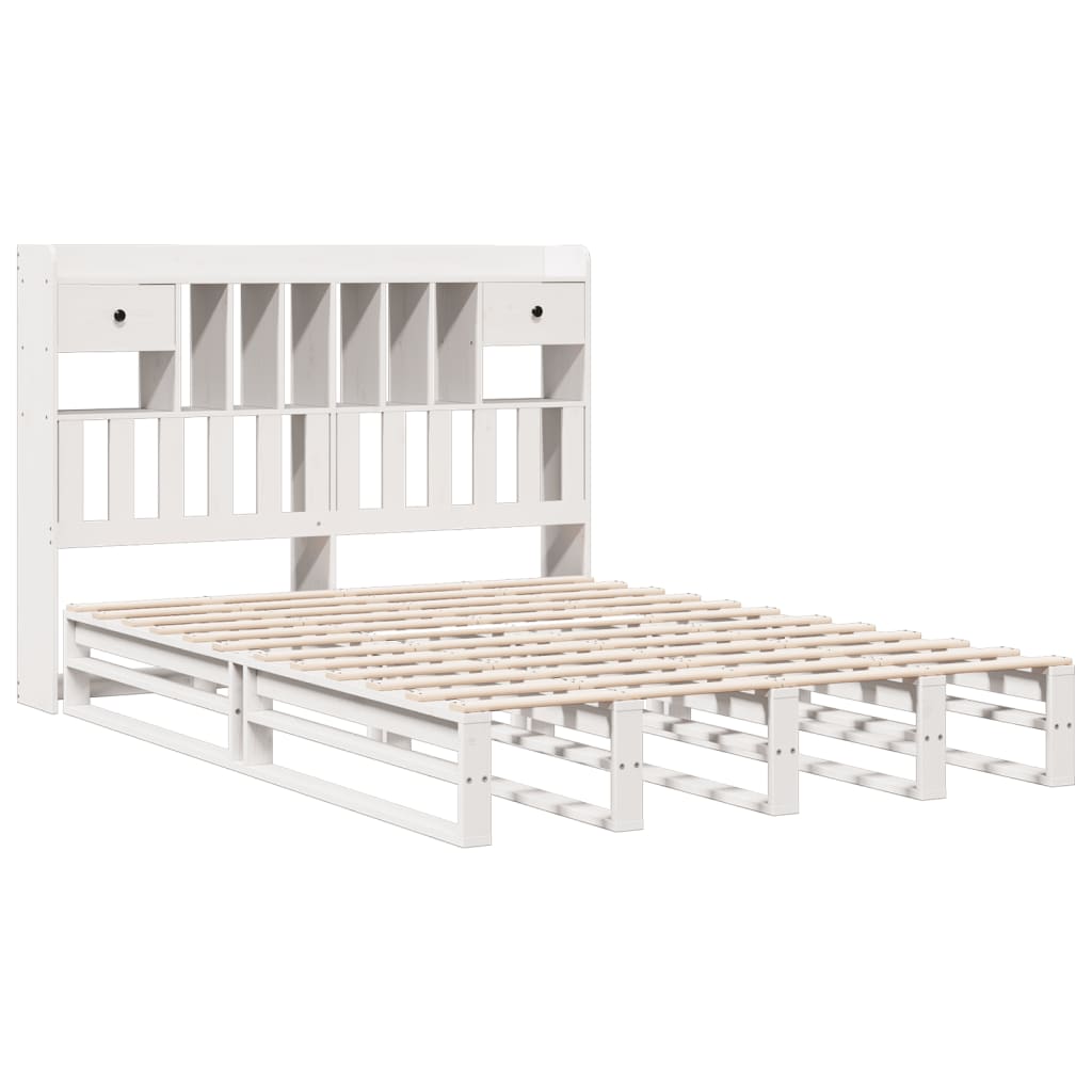 Bed met boekenkast zonder matras grenenhout wit 150x200 cm is nu te koop bij PeponiXL, paradijselijk wonen!