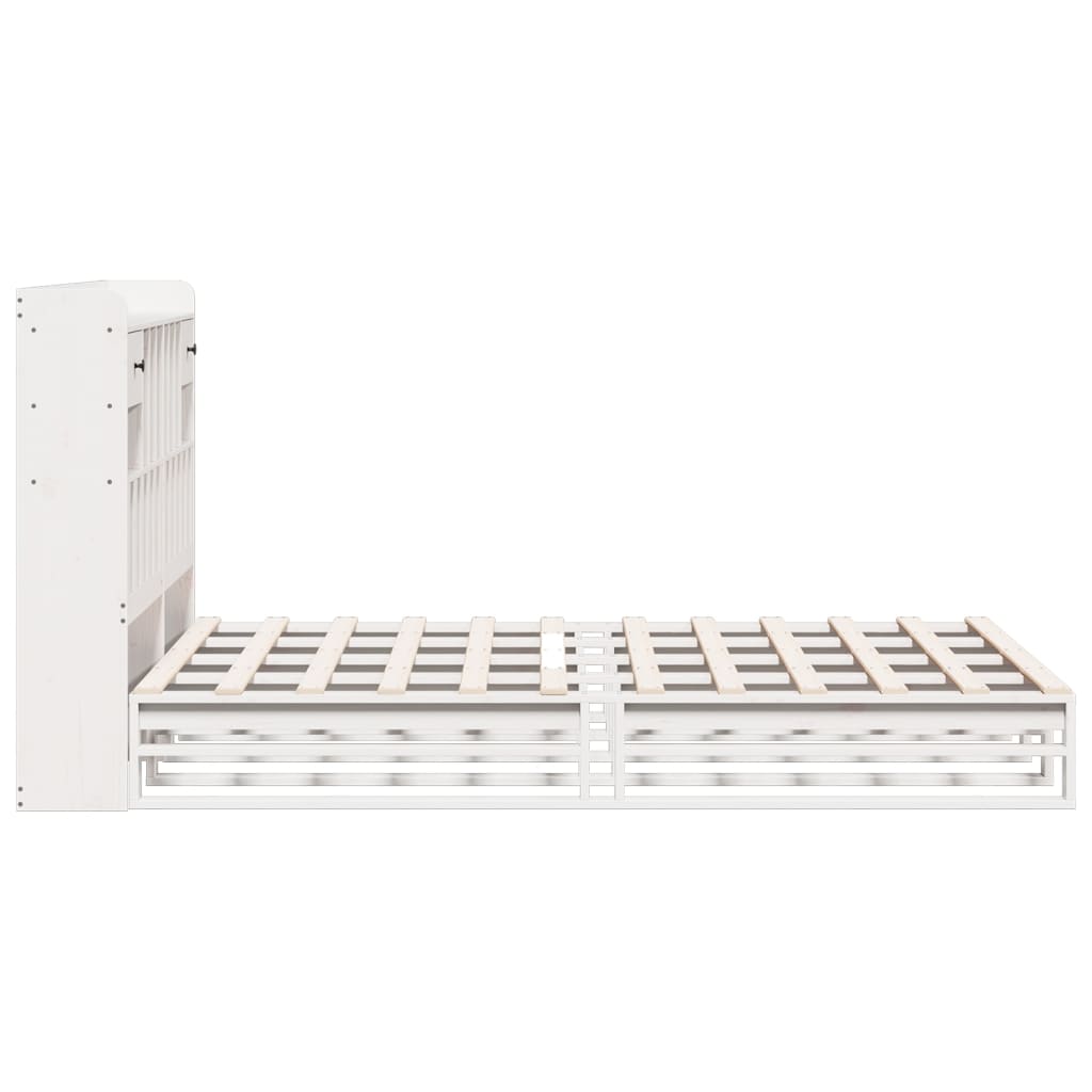 Bed met boekenkast zonder matras grenenhout wit 160x200 cm is nu te koop bij PeponiXL, paradijselijk wonen!