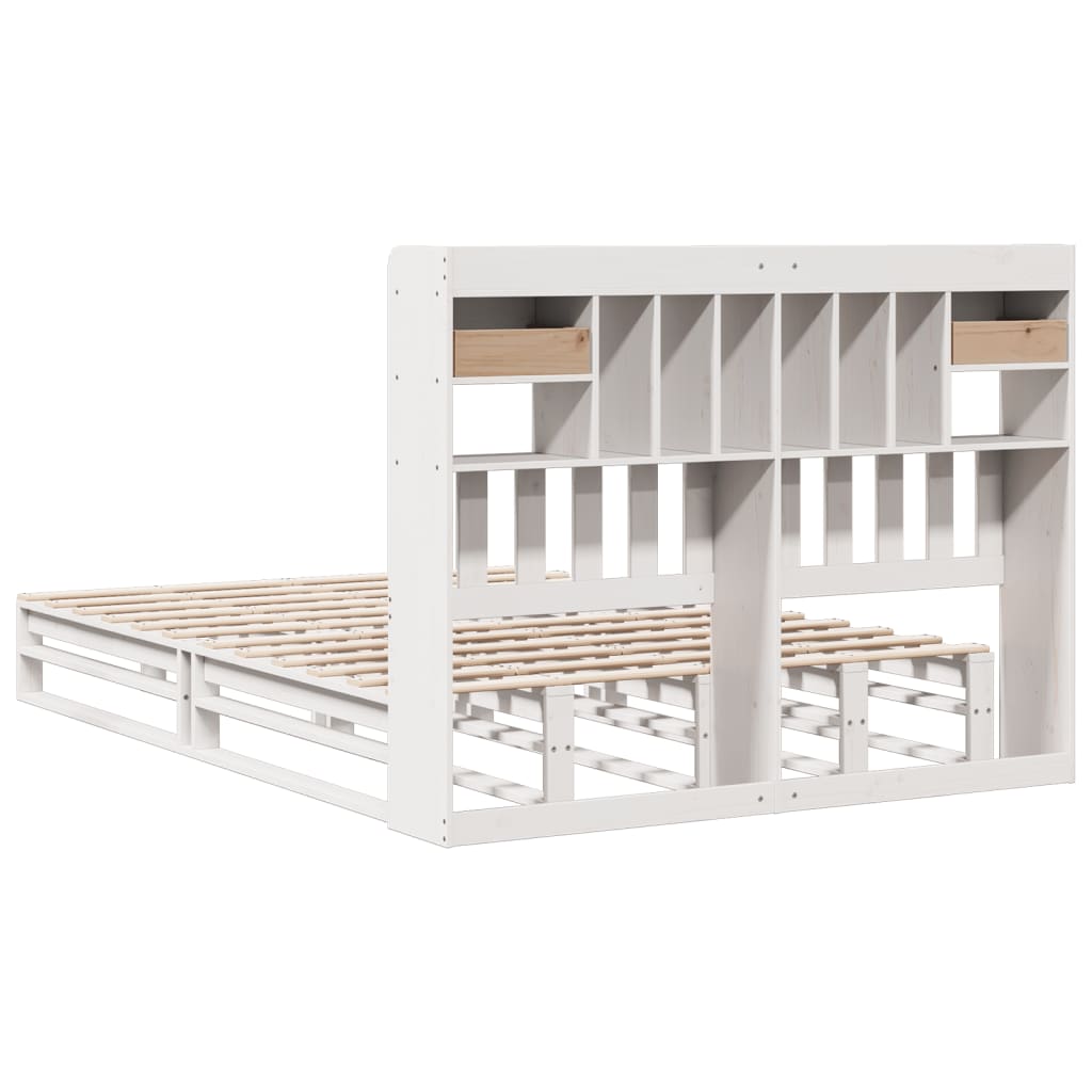 Bed met boekenkast zonder matras grenenhout wit 160x200 cm is nu te koop bij PeponiXL, paradijselijk wonen!