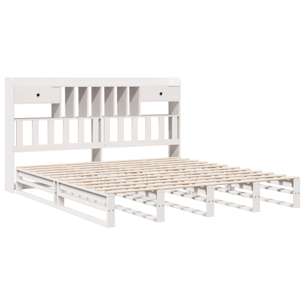 Bed met boekenkast zonder matras grenenhout wit 180x200 cm is nu te koop bij PeponiXL, paradijselijk wonen!