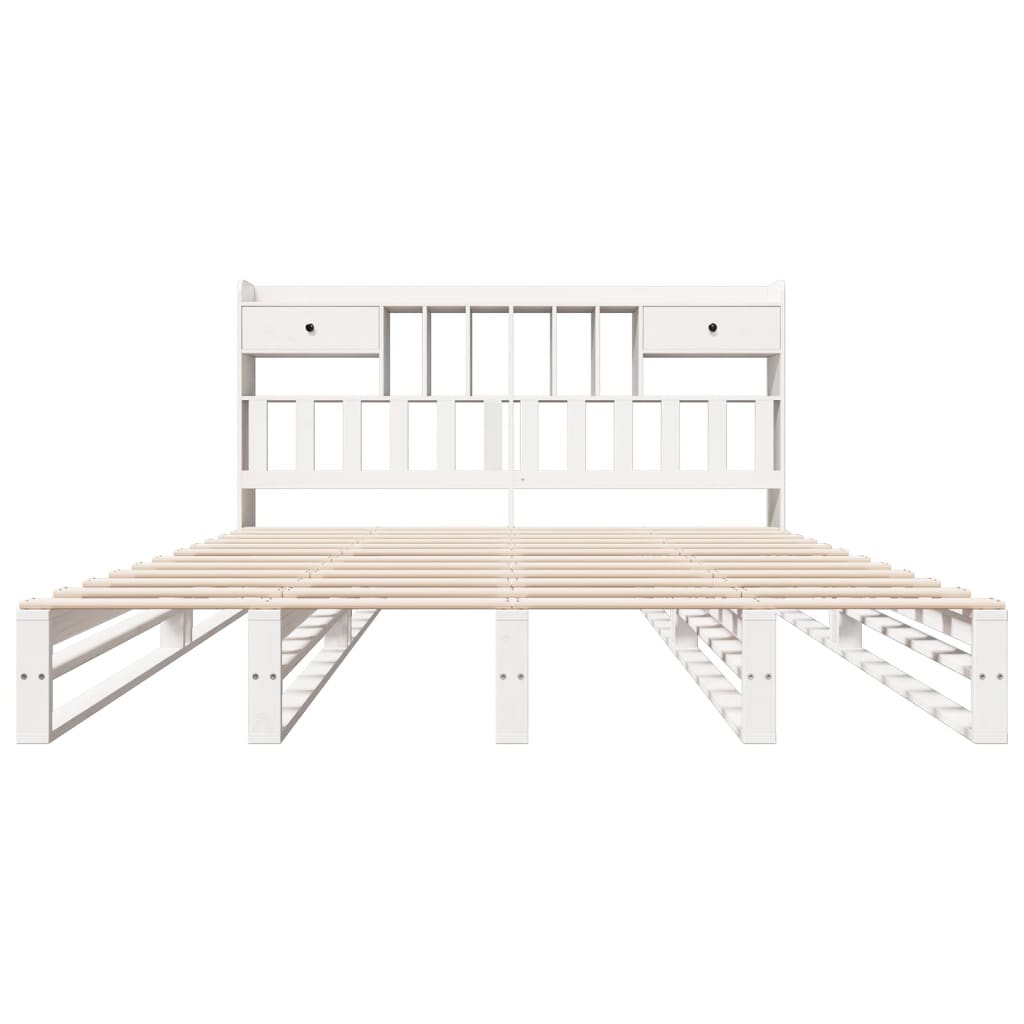 Bed met boekenkast zonder matras grenenhout wit 180x200 cm is nu te koop bij PeponiXL, paradijselijk wonen!