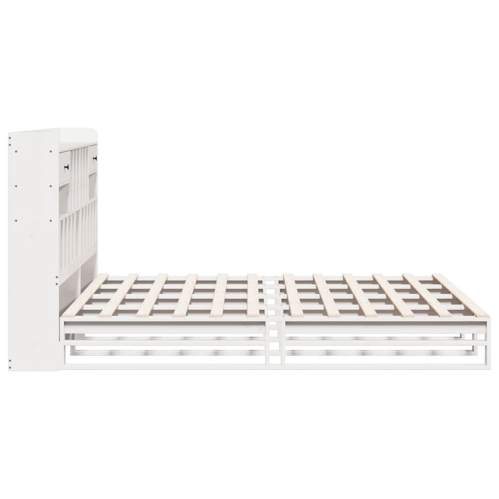 Bed met boekenkast zonder matras grenenhout wit 180x200 cm is nu te koop bij PeponiXL, paradijselijk wonen!