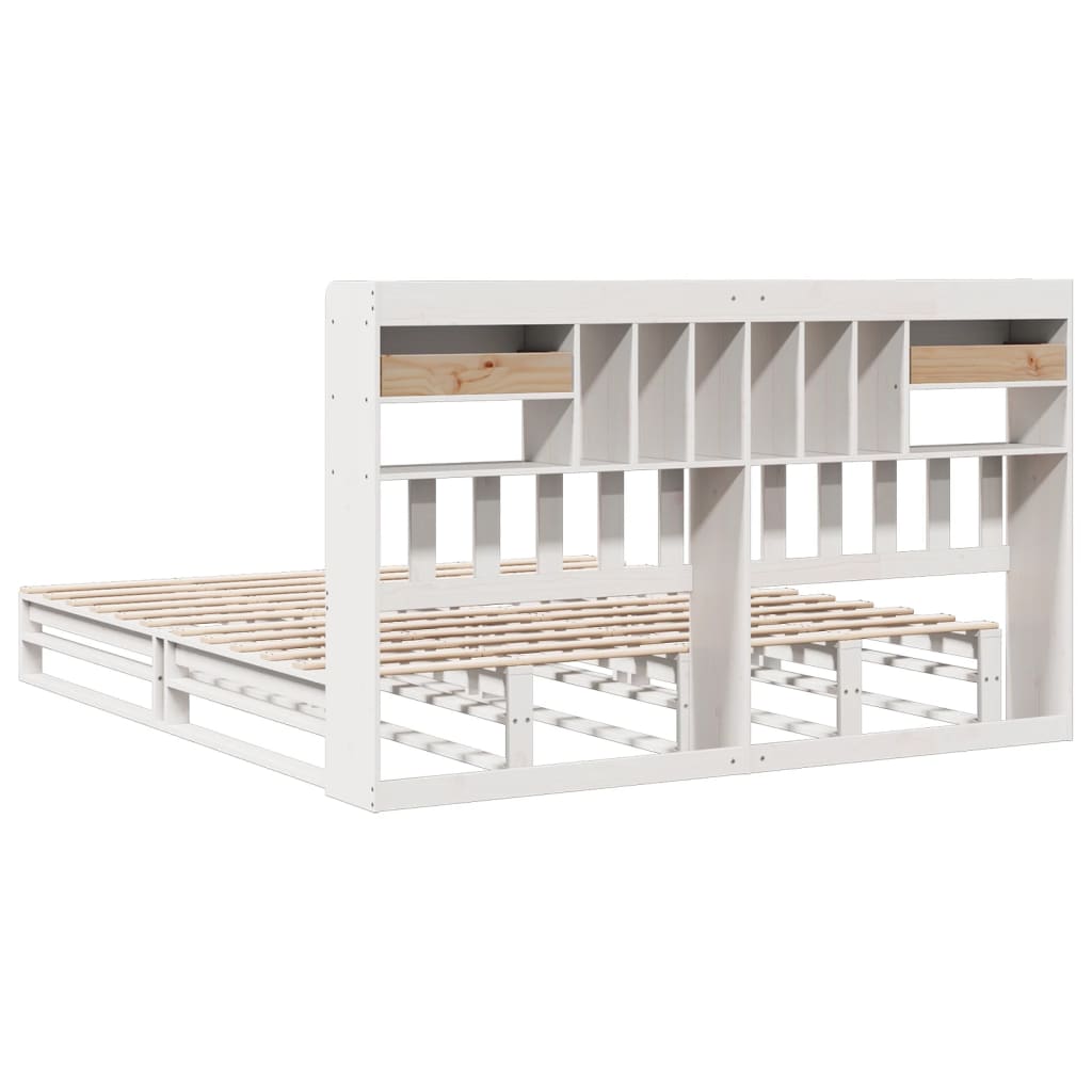 Bed met boekenkast zonder matras grenenhout wit 180x200 cm is nu te koop bij PeponiXL, paradijselijk wonen!
