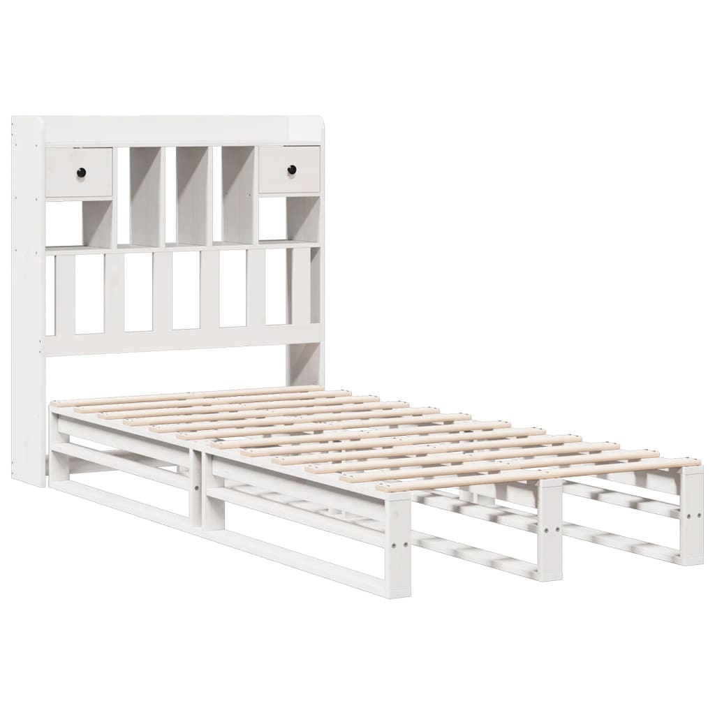 Bed met boekenkast zonder matras grenenhout wit 75x190 cm is nu te koop bij PeponiXL, paradijselijk wonen!