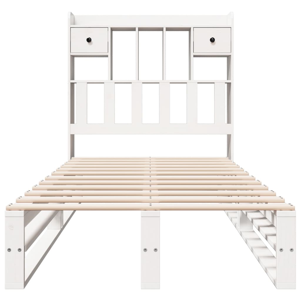 Bed met boekenkast zonder matras grenenhout wit 75x190 cm is nu te koop bij PeponiXL, paradijselijk wonen!