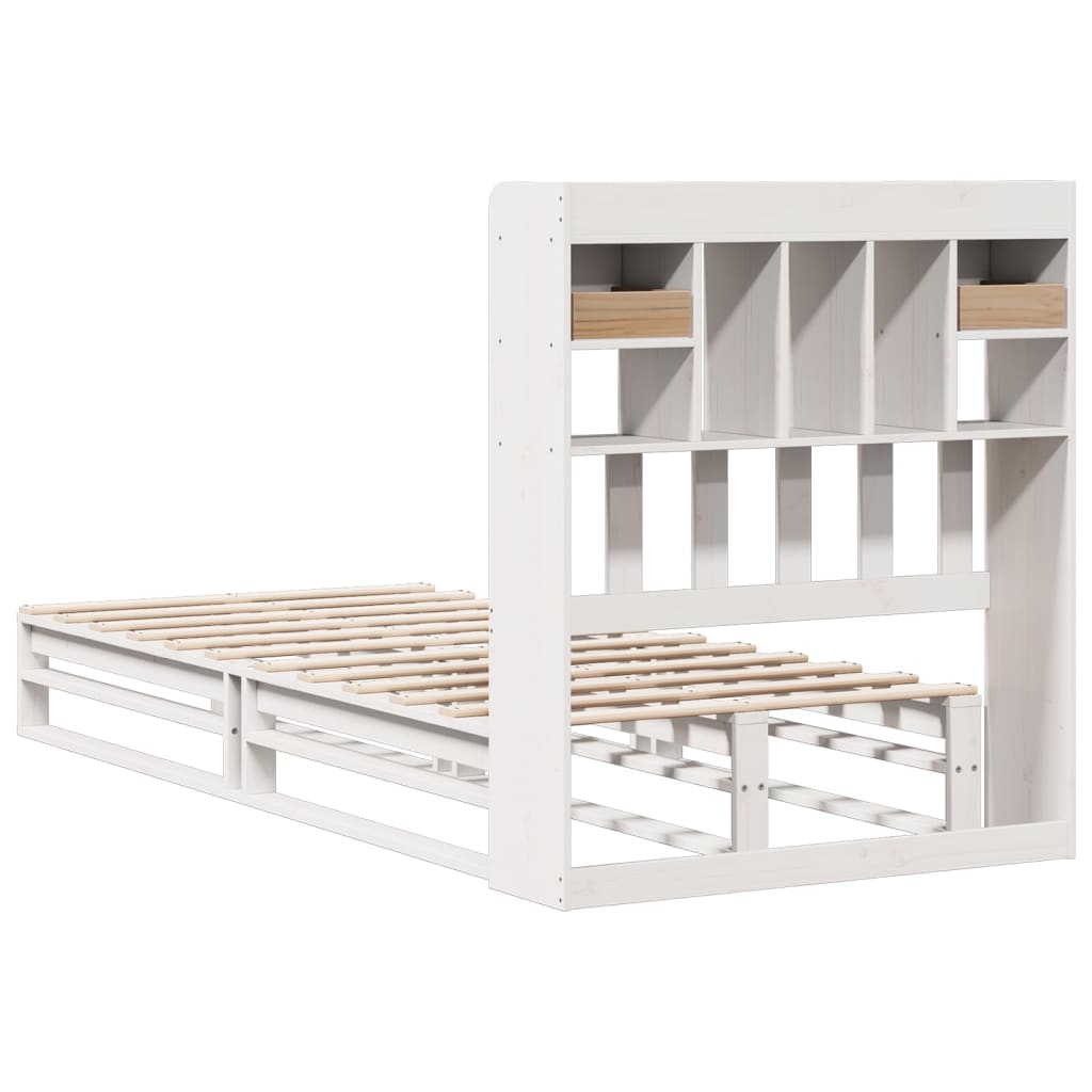 Bed met boekenkast zonder matras grenenhout wit 75x190 cm is nu te koop bij PeponiXL, paradijselijk wonen!