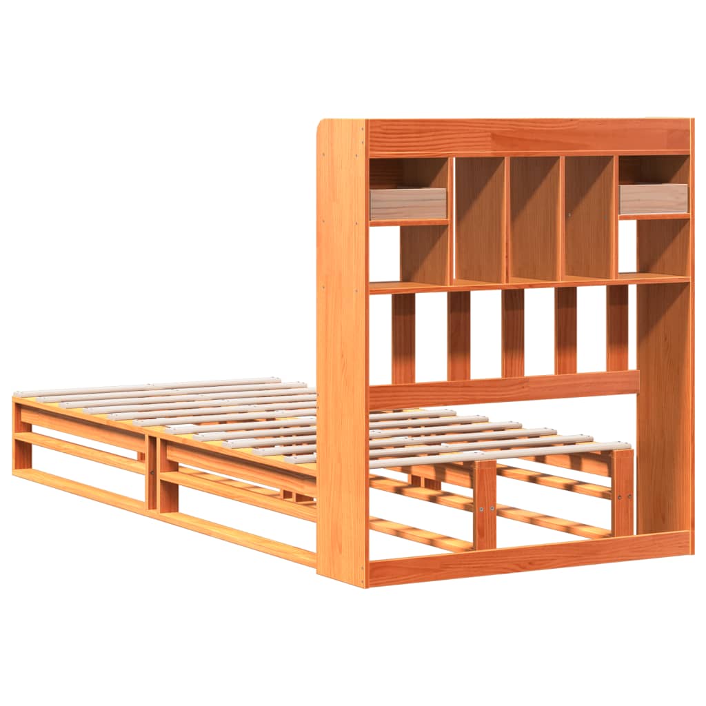 Bed met boekenkast zonder matras grenenhout wasbruin 75x190 cm is nu te koop bij PeponiXL, paradijselijk wonen!