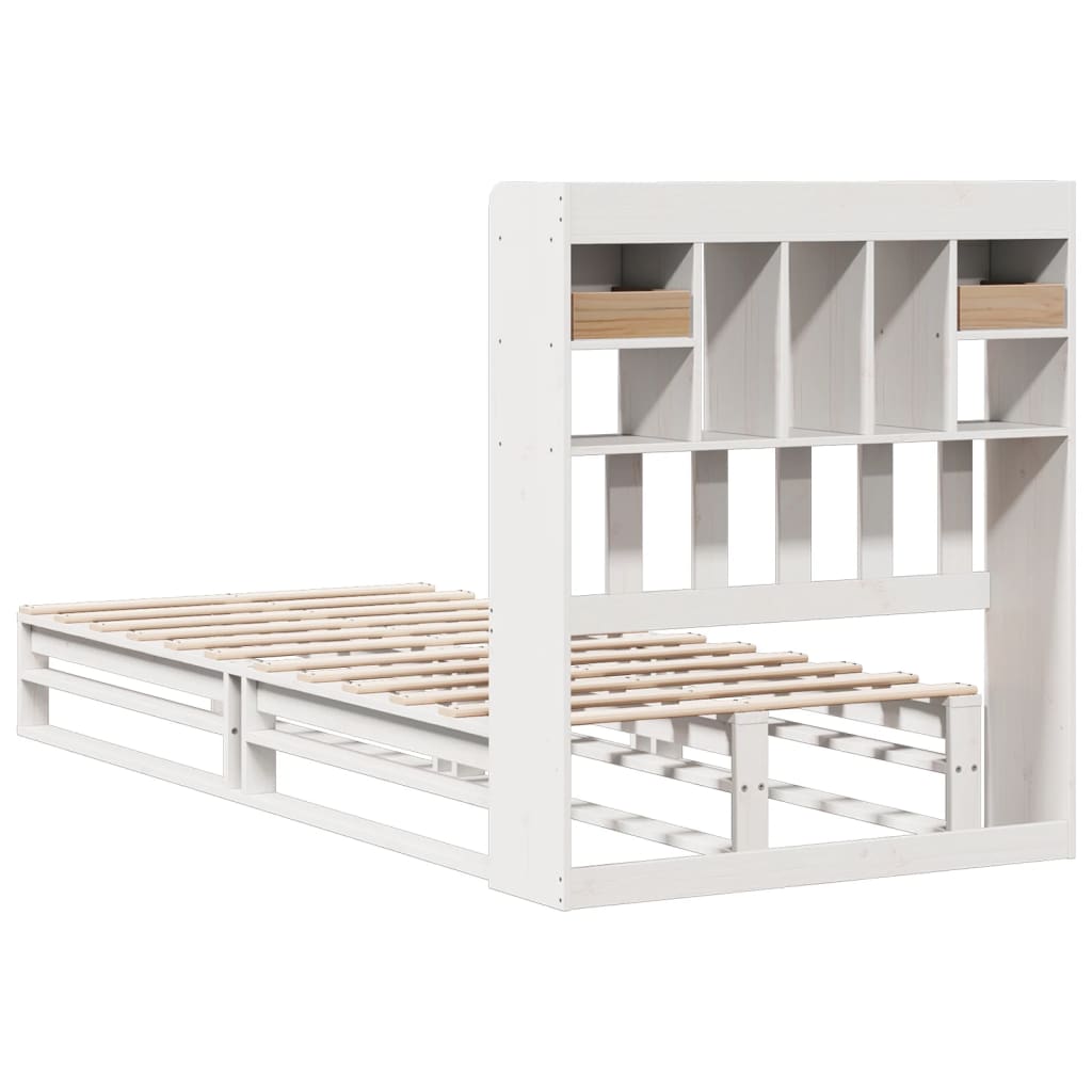 Bed met boekenkast zonder matras grenenhout wit 90x190 cm is nu te koop bij PeponiXL, paradijselijk wonen!