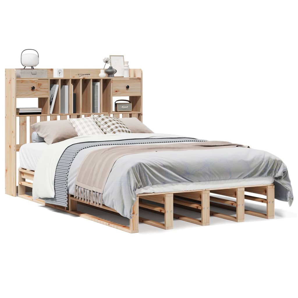 Bed met boekenkast zonder matras massief grenenhout 135x190 cm is nu te koop bij PeponiXL, paradijselijk wonen!