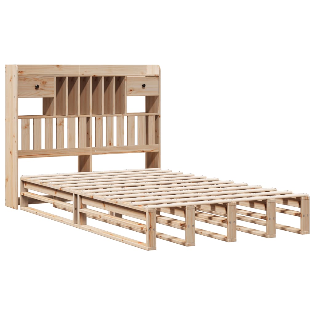 Bed met boekenkast zonder matras massief grenenhout 135x190 cm is nu te koop bij PeponiXL, paradijselijk wonen!