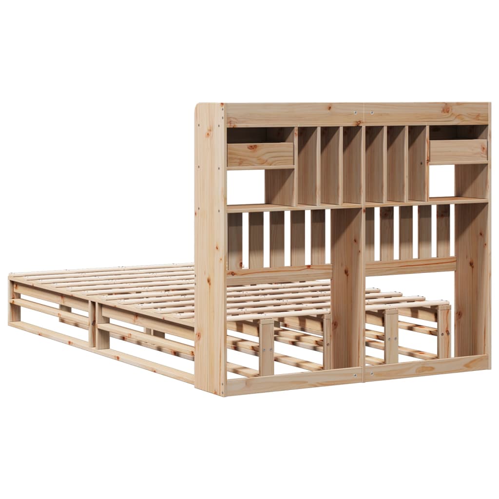Bed met boekenkast zonder matras massief grenenhout 135x190 cm is nu te koop bij PeponiXL, paradijselijk wonen!