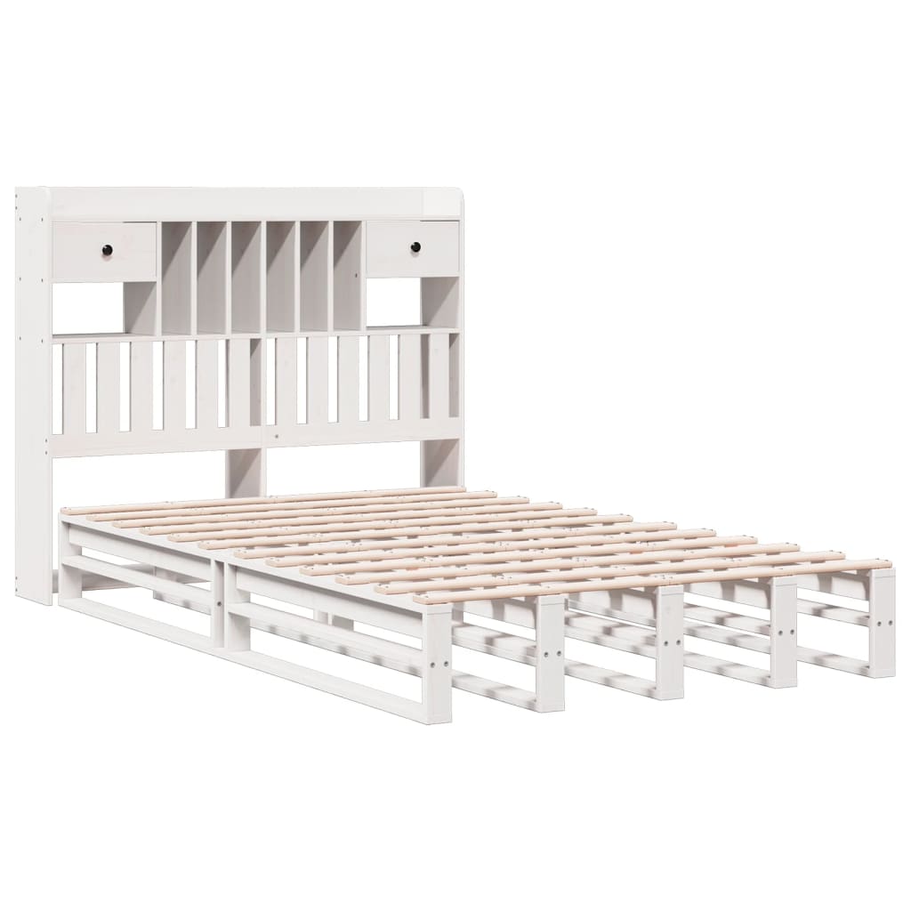 Bed met boekenkast zonder matras grenenhout wit 135x190 cm is nu te koop bij PeponiXL, paradijselijk wonen!