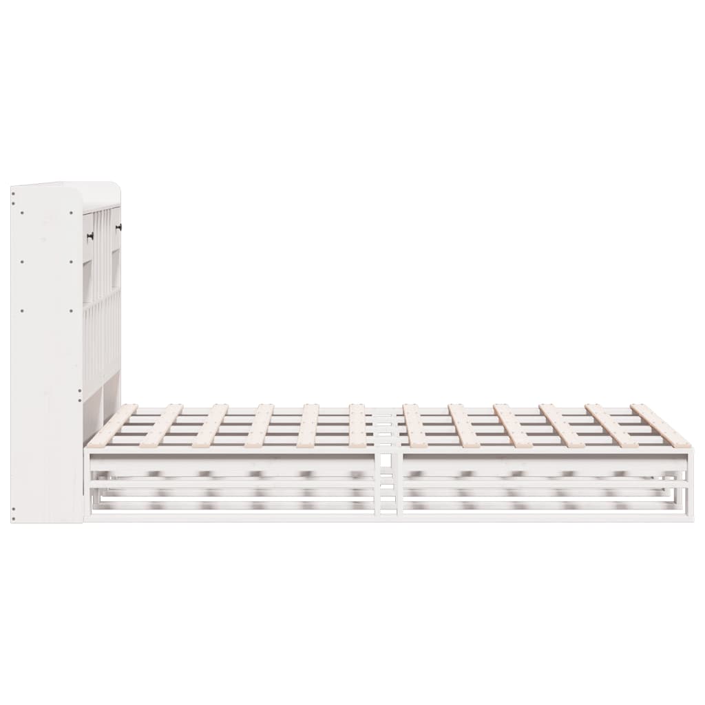Bed met boekenkast zonder matras grenenhout wit 135x190 cm is nu te koop bij PeponiXL, paradijselijk wonen!