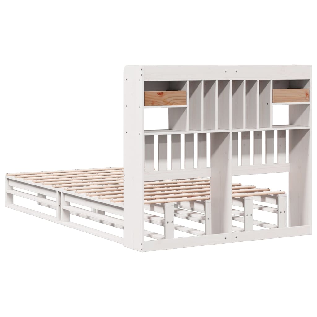 Bed met boekenkast zonder matras grenenhout wit 135x190 cm is nu te koop bij PeponiXL, paradijselijk wonen!