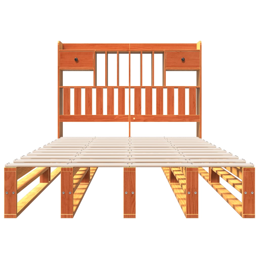 Bed met boekenkast zonder matras grenenhout wasbruin 135x190 cm is nu te koop bij PeponiXL, paradijselijk wonen!