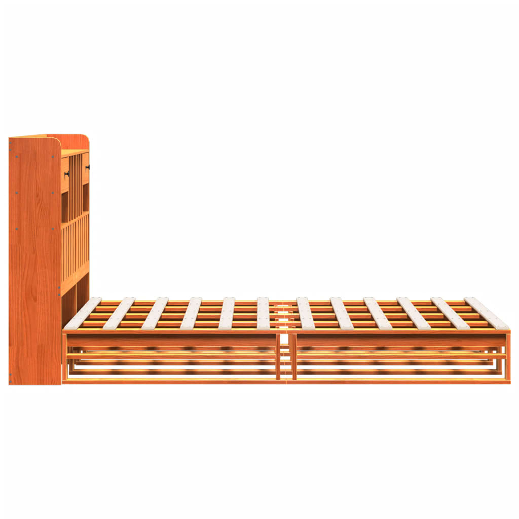 Bed met boekenkast zonder matras grenenhout wasbruin 135x190 cm is nu te koop bij PeponiXL, paradijselijk wonen!