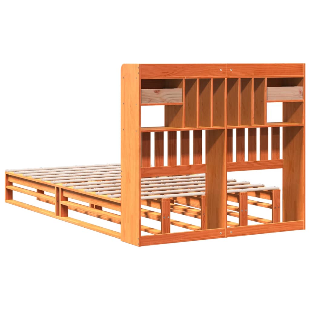 Bed met boekenkast zonder matras grenenhout wasbruin 135x190 cm is nu te koop bij PeponiXL, paradijselijk wonen!
