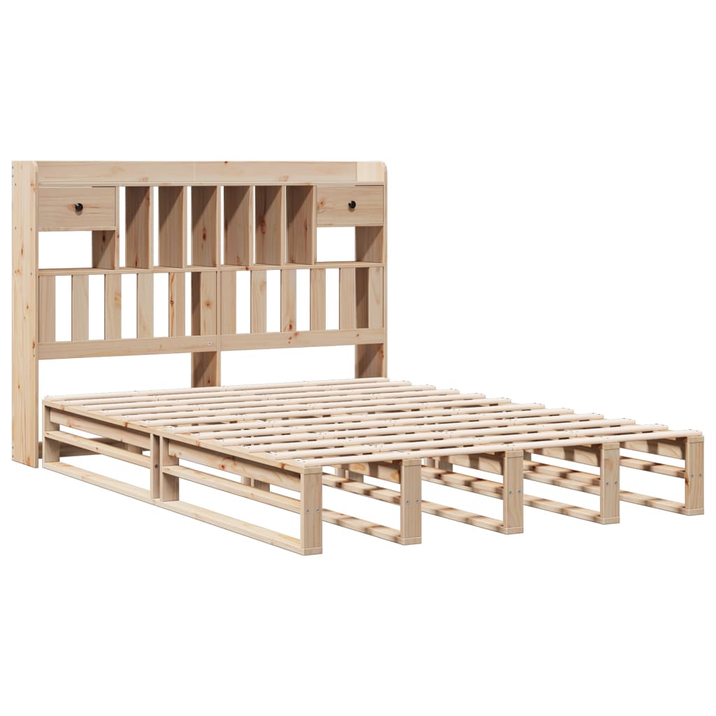 Bed met boekenkast zonder matras massief grenenhout 140x190 cm is nu te koop bij PeponiXL, paradijselijk wonen!