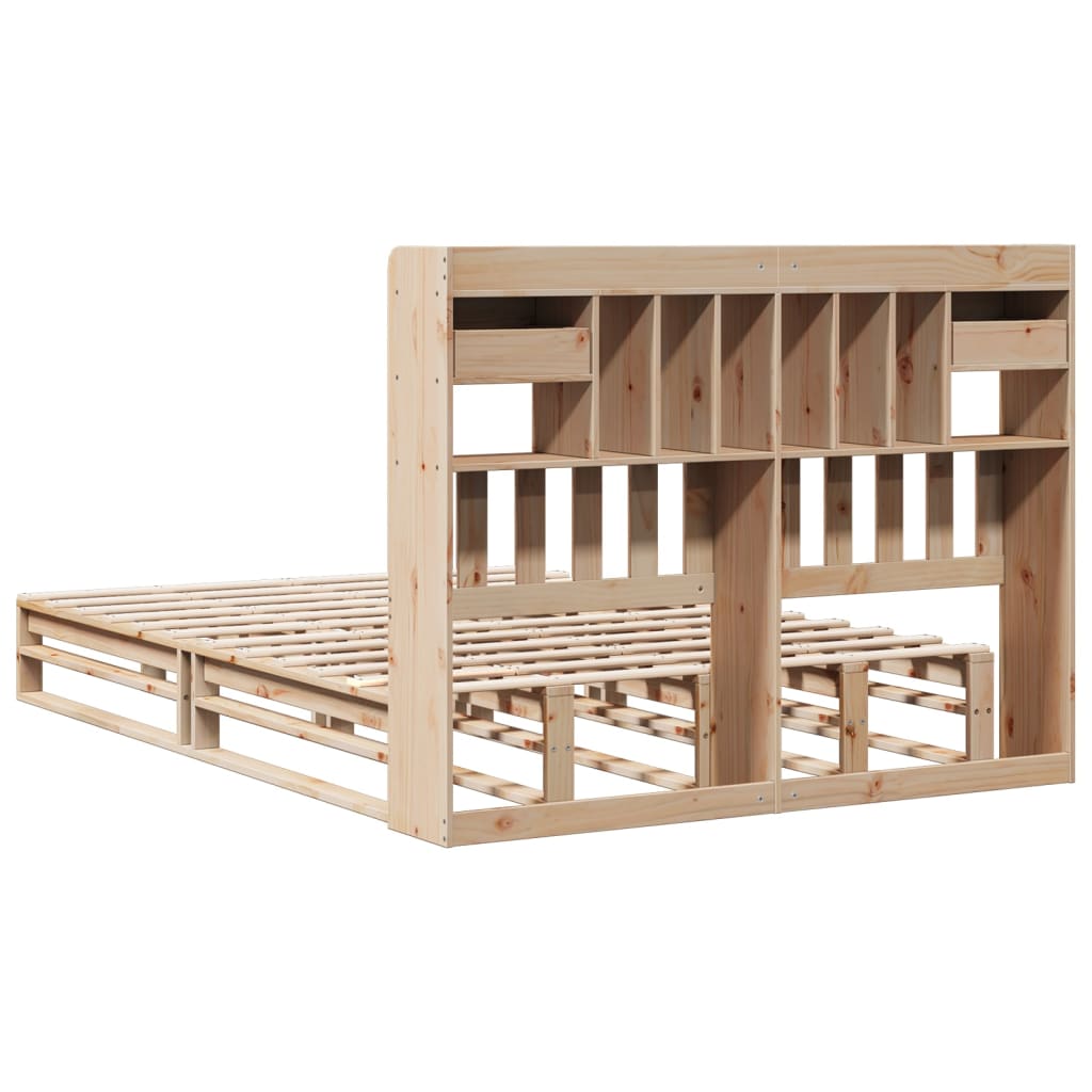 Bed met boekenkast zonder matras massief grenenhout 140x190 cm is nu te koop bij PeponiXL, paradijselijk wonen!